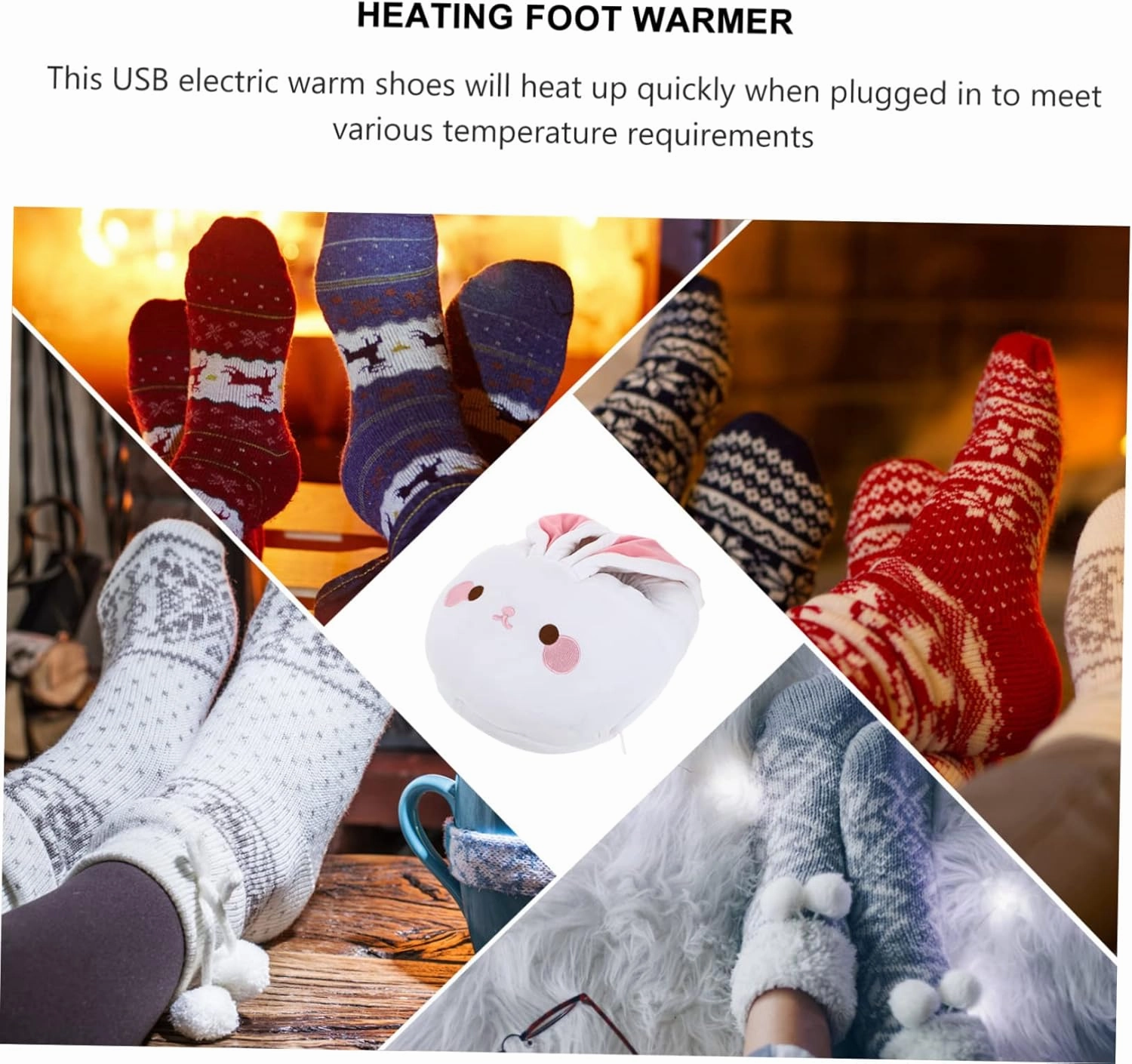 Rechargeable Foot Warmer for Cold Weather Comfortable Heating Shoes Plush Padding for Office Workers Students Gamers Foot Warmer