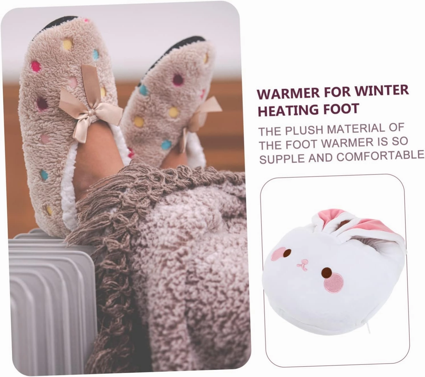 Rechargeable Foot Warmer for Cold Weather Comfortable Heating Shoes Plush Padding for Office Workers Students Gamers Foot Warmer