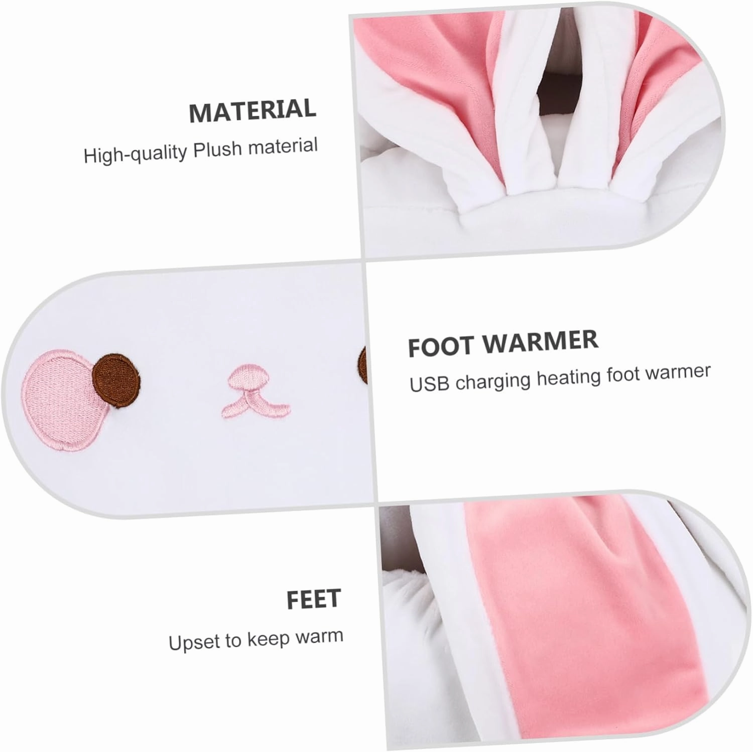 Rechargeable Foot Warmer for Cold Weather Comfortable Heating Shoes Plush Padding for Office Workers Students Gamers Foot Warmer