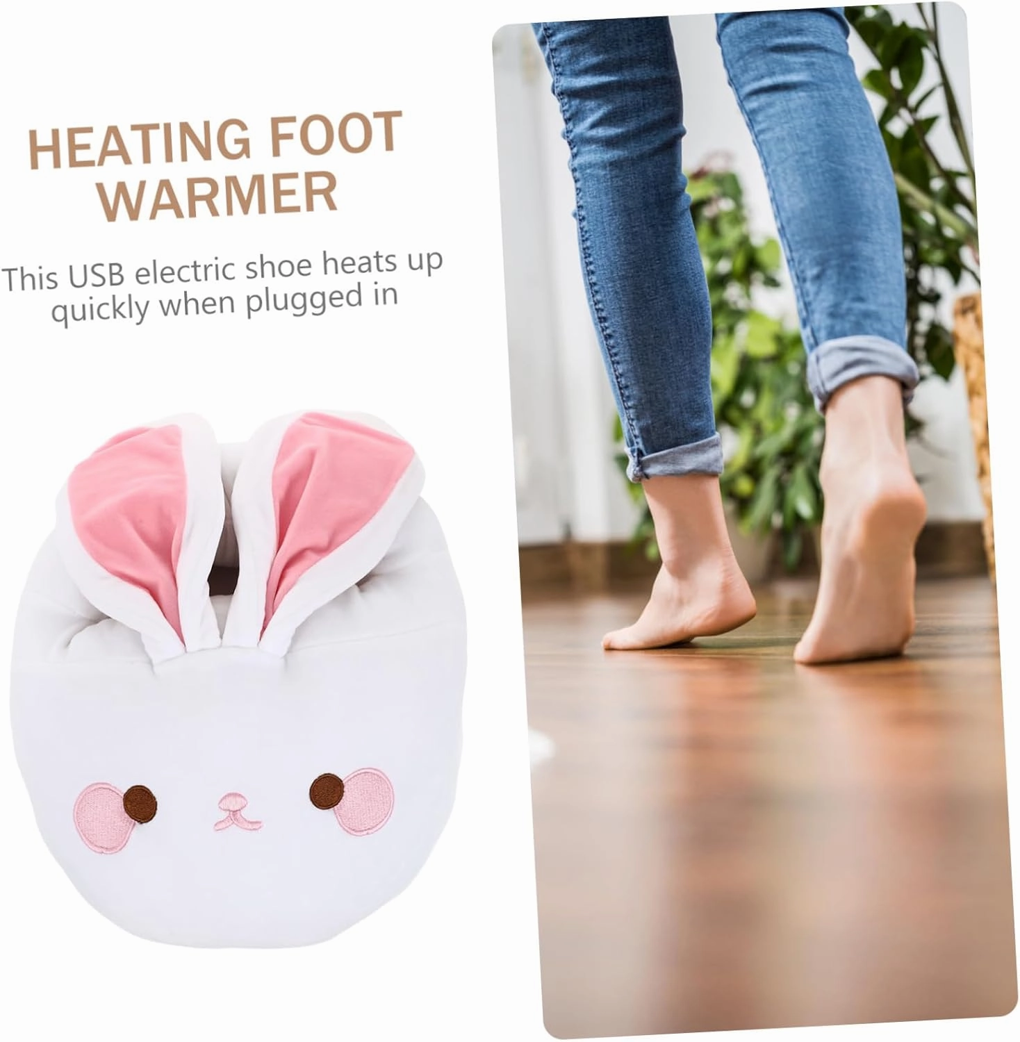 Rechargeable Foot Warmer for Cold Weather Comfortable Heating Shoes Plush Padding for Office Workers Students Gamers Foot Warmer