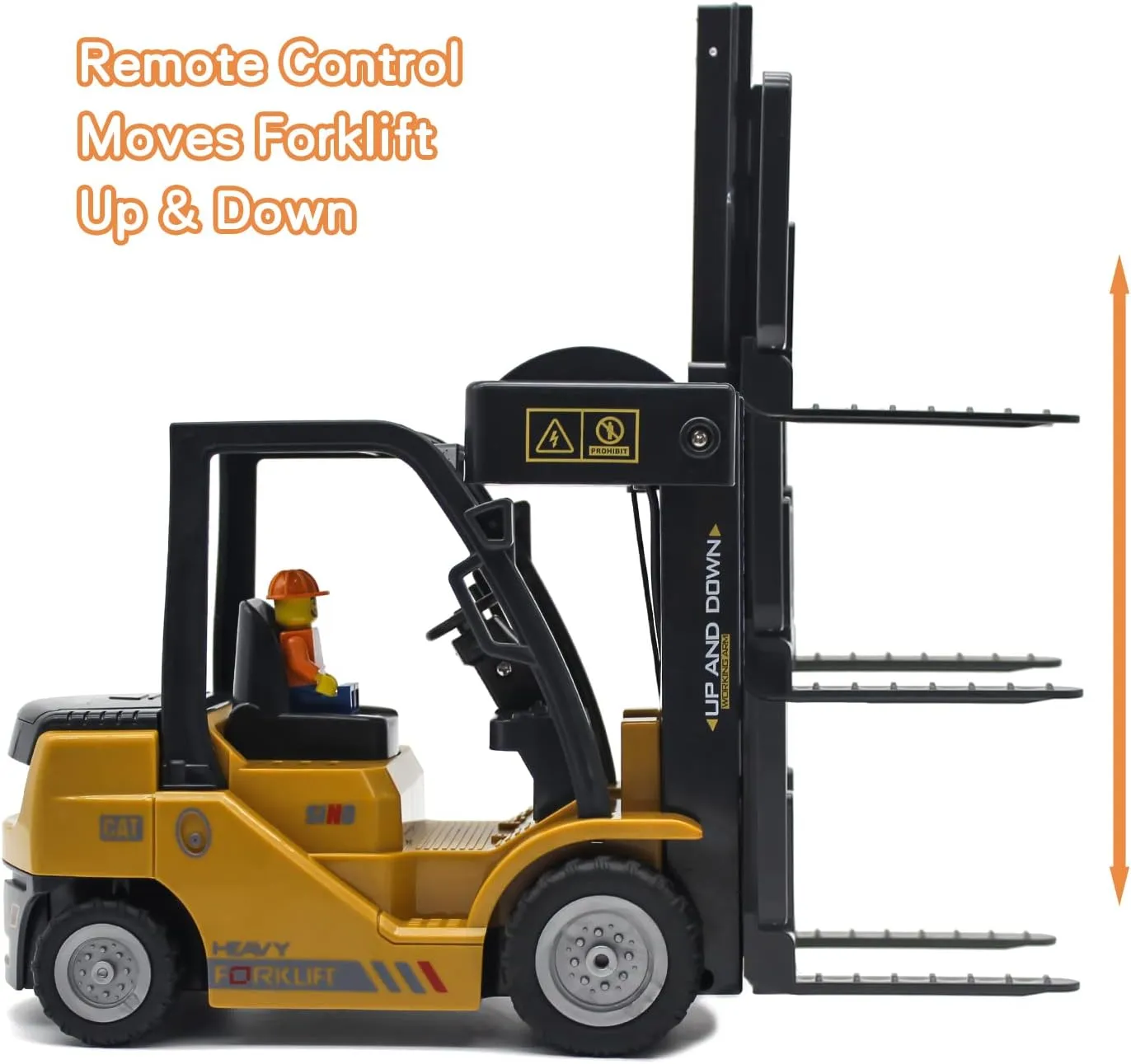 Remote Control Forklift 11 Channel Rc Forklift Cranes Construction Toys, w/Boxes/Sound and Light Spray, Two Rechargeable Batteries, Kids Forklift Toy Christmas & Birthday Gifts