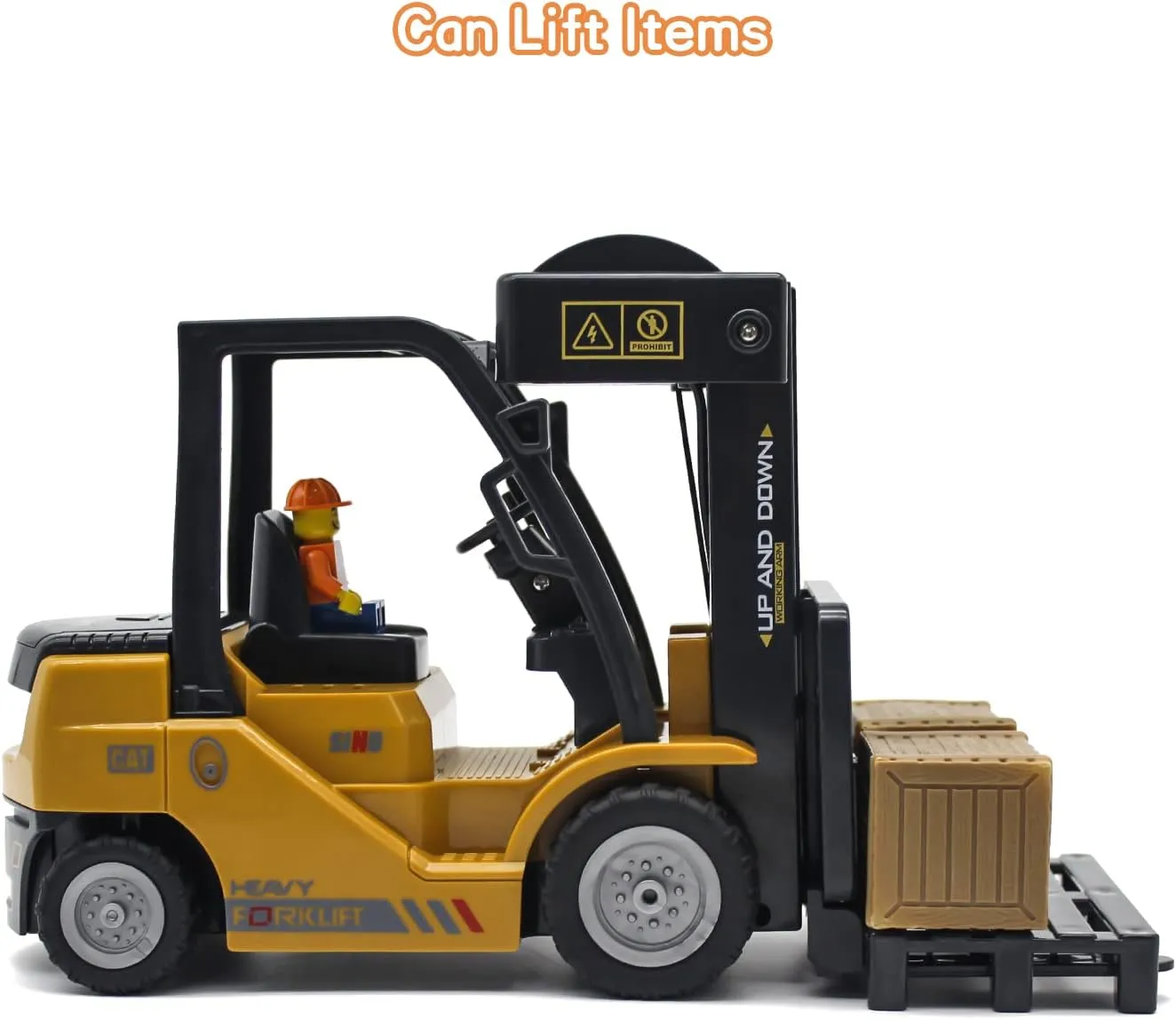 Remote Control Forklift 11 Channel Rc Forklift Cranes Construction Toys, w/Boxes/Sound and Light Spray, Two Rechargeable Batteries, Kids Forklift Toy Christmas & Birthday Gifts