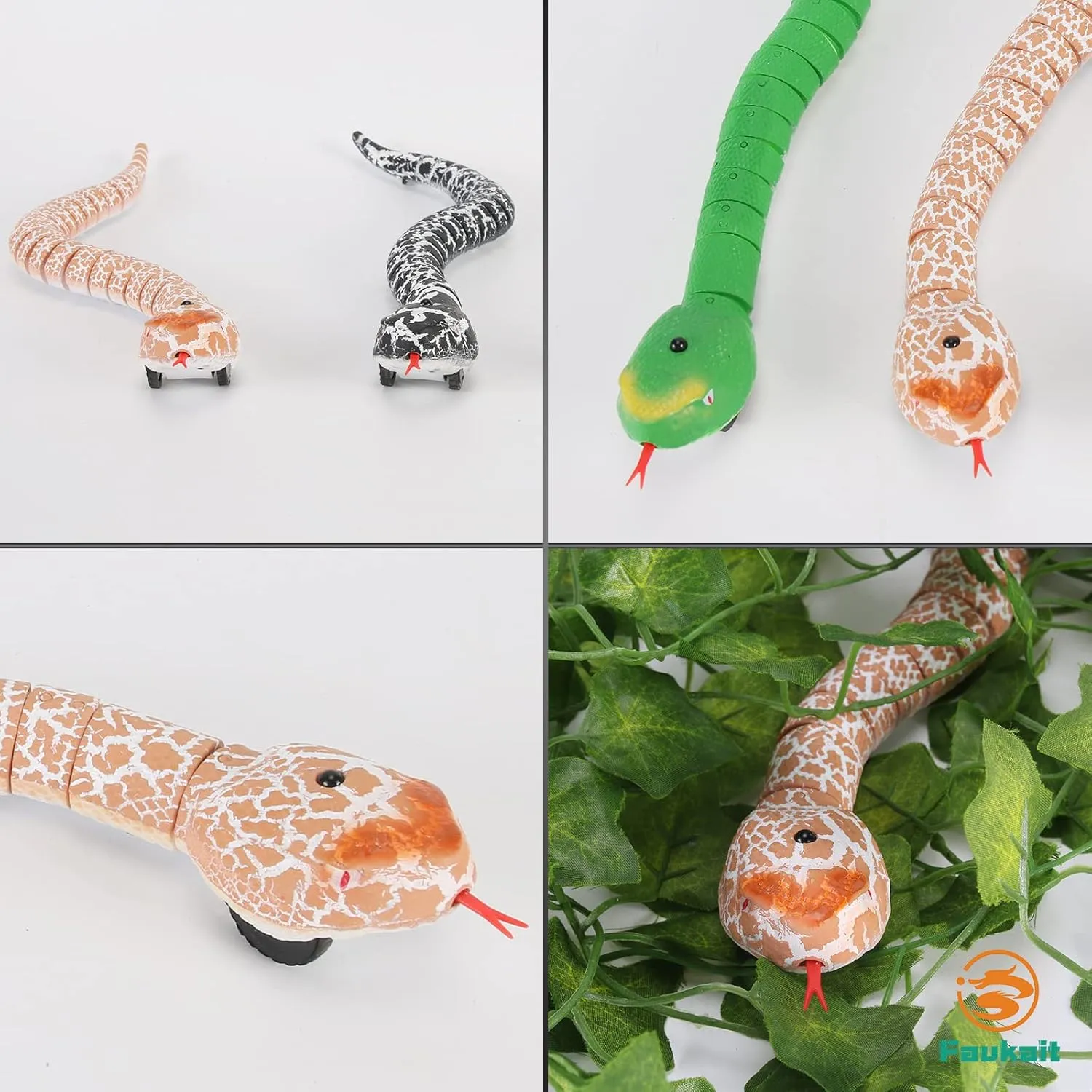 Remote Control Snake Toy RC&Robot Electric Snake Toy Fast Moving of Fake Rattlesnake Christmas Halloween Toys Party Favor Gifts Joke Prank for Kids Boys(Green)
