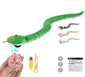 Remote Control Snake Toy RC&Robot Electric Snake Toy Fast Moving of Fake Rattlesnake Christmas Halloween Toys Party Favor Gifts Joke Prank for Kids Boys(Green)