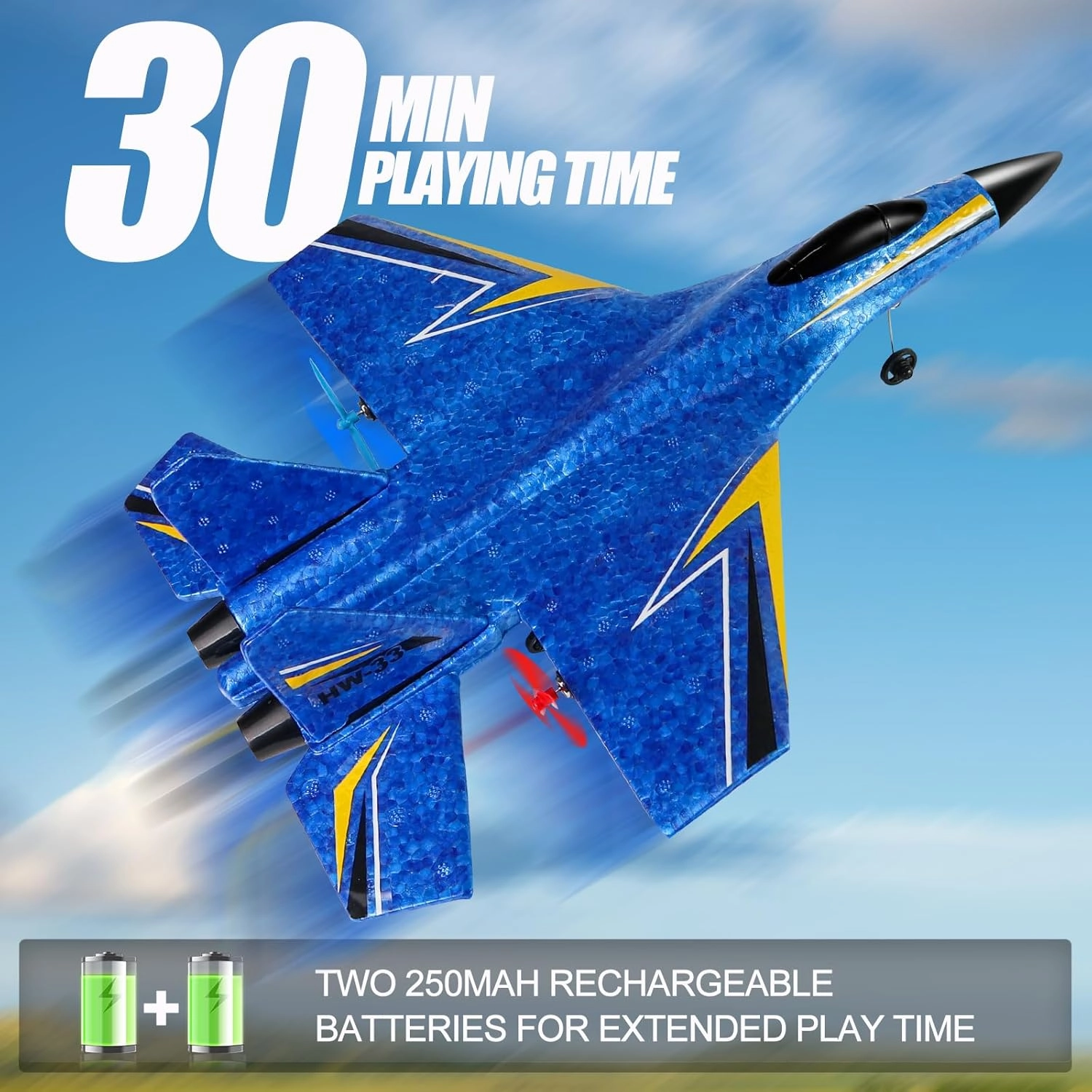 Remote Control Airplane for Kids, 2 Channels Foam RC Planes Wireless Toy,Hobby RC Glider Aircraft Gifts for Beginners Boys Girls Adult Blue