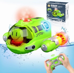 Remote Control Boat for Pools Toys, RC Boat, Light Up RC Spray Gasboat, Water Toy for Adults and Kids, 2.4GHZ Swimming Pool Bath Toy for 4 5 6 7 8 9 Year olds Boys Girls Christmas