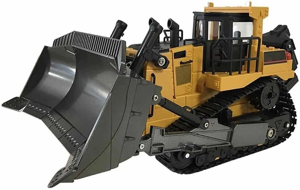 Remote Control Bulldozer 1/16 RC Front Loader Tractor Toy 2.4Ghz Construction Vehicles Dozer for Boys Adults, 9 Channel Track Dozer Cars With Light & Sound for Kids