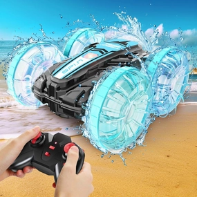 Remote Control Car, Amphibious RC Cars Toys for Ages 5-7, 4WD RC Boat, Waterproof 360° Rotating RC Monster Truck Stunt Car, Christmas Birthday Gifts Toys for Ages 8-13, Water Beach Pool Toy