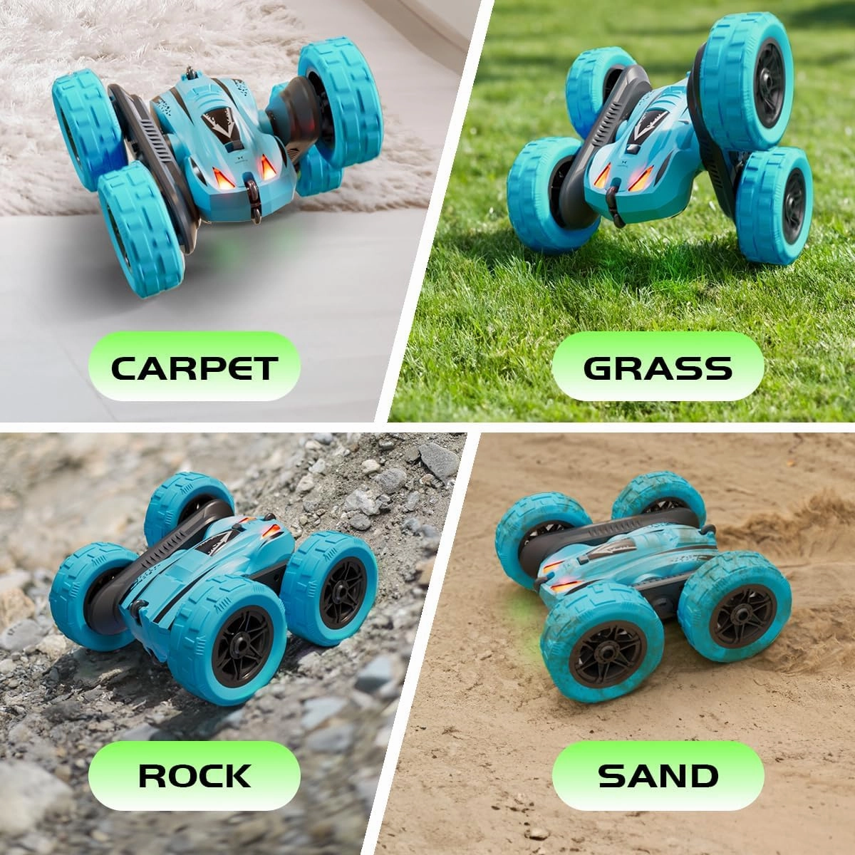 Remote Control Car,Fast RC Cars,2.4Ghz Double Sided 360° Rotating RC Stunt Cars with Headlights,All Terrain Rechargeable Car Toys for Boys Ages 5-7 8-12,Birthday Gifts for Kids Blue