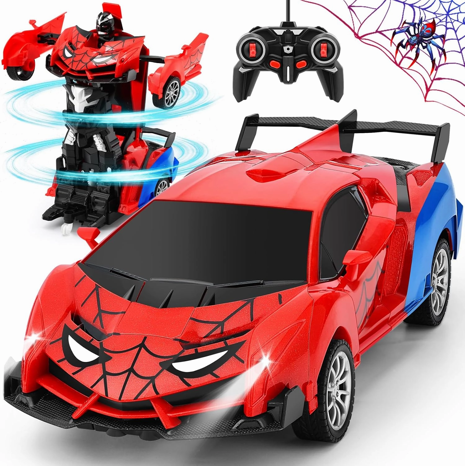 Remote Control Car for Kids,RC Cars for Boys Transformation Car Robot Toys with Controller, Hobby Racing Car Toys Christmas Birthday Gift for 3 4 5 6 7 8 9 Year Old Girls Boys (Red)