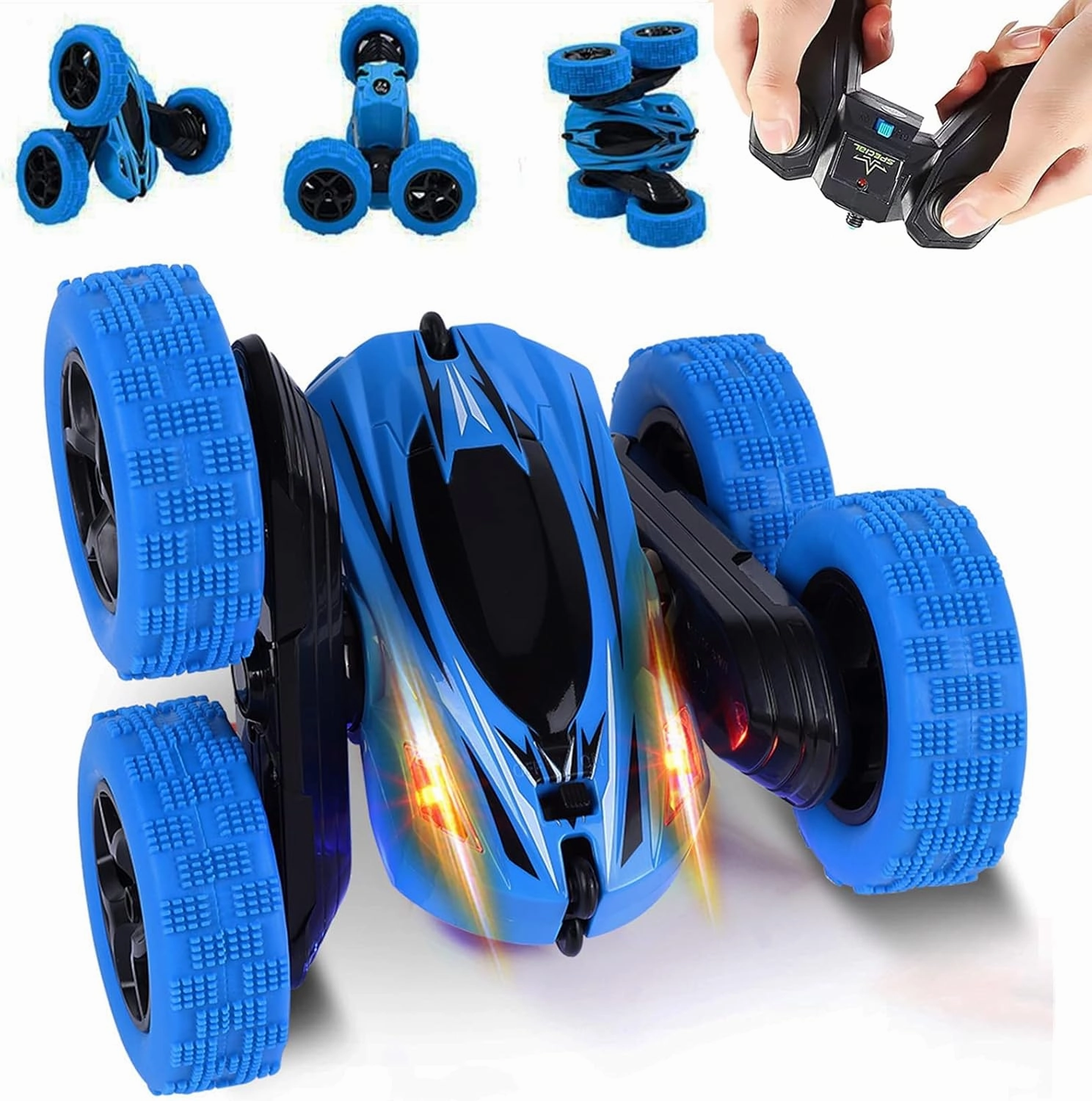 Remote Control Car RC Stunt Car Toy for Kids, 4WD 2.4Ghz Double Sided Crawler Vehicle 360° Rotating RC Car Tumbling with LED Headlights Gift for Boys Girls