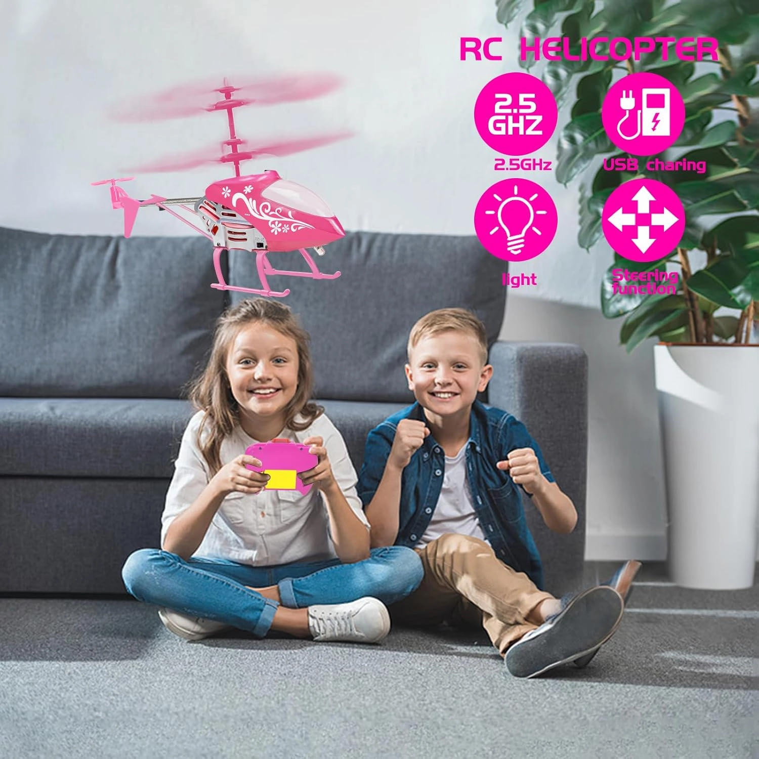 Remote Control Helicopter for Kids, Pink RC Helicopters Toys for Girls 8-10 11 12 13 14 Years Old Gifts, 2.4GHz 3.5 Channel Rc Helicopter Drones with LED Light for Kids Beginner- Easy to Fly Indoor