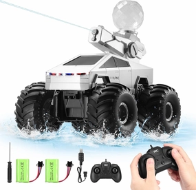 Remote Control RC Truck, 1:16 Amphibious Remote Control Car with Water Squirt, Waterproof RC Monster Truck, 4WD All-Terrain Off-Road Pickup RC Trucks Gift for Kids Boys
