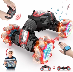 Remote Control Stunt Car for Kids, Double Sided 360 Degree Spins and Flips, Gesture Sensing RC Toy with Music, for 8-15 Years Boy or Girl, Birthday