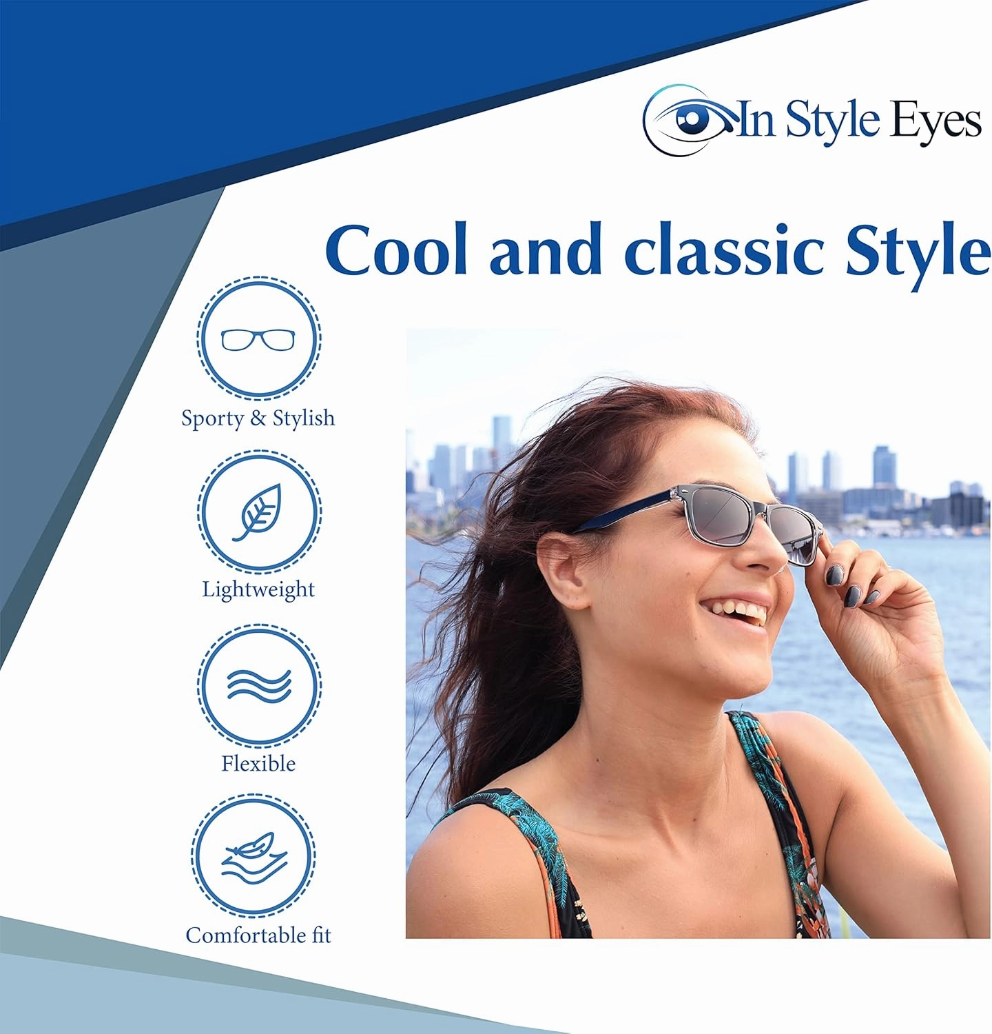 Rescue Me Classic Full Reader Sunglasses - Full-Rimmed, Rectangle Frame Cheater Glasses - Non-Polarized Lenses - Blue - 1.0x