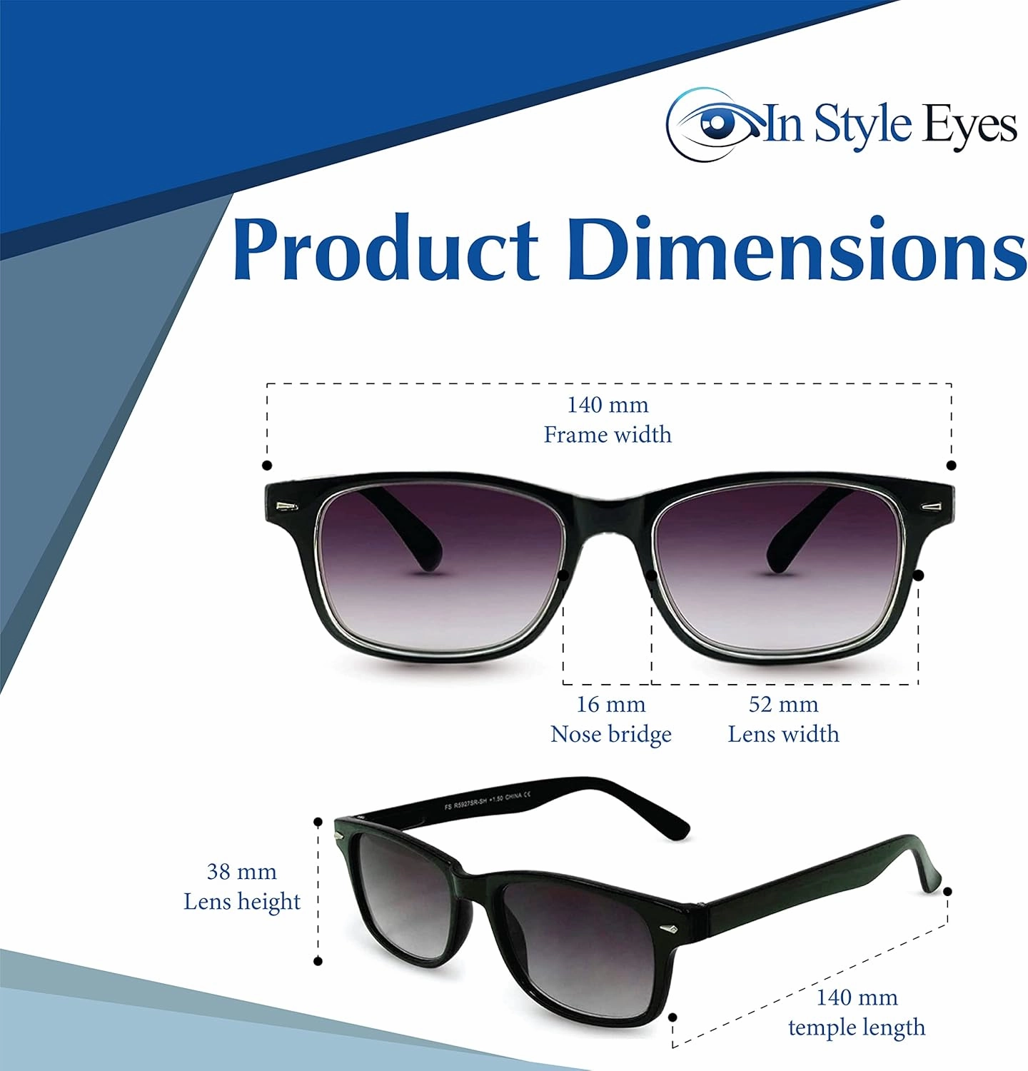 Rescue Me Classic Full Reader Sunglasses - Full-Rimmed, Rectangle Frame Cheater Glasses - Non-Polarized Lenses - Blue - 1.0x