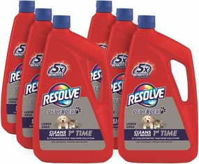 Resolve Pet Steam Carpet Cleaner Solution Shampoo, 288oz (6 Bottles x 48 oz), Safe for Bissell, Hoover & Rug Doctor