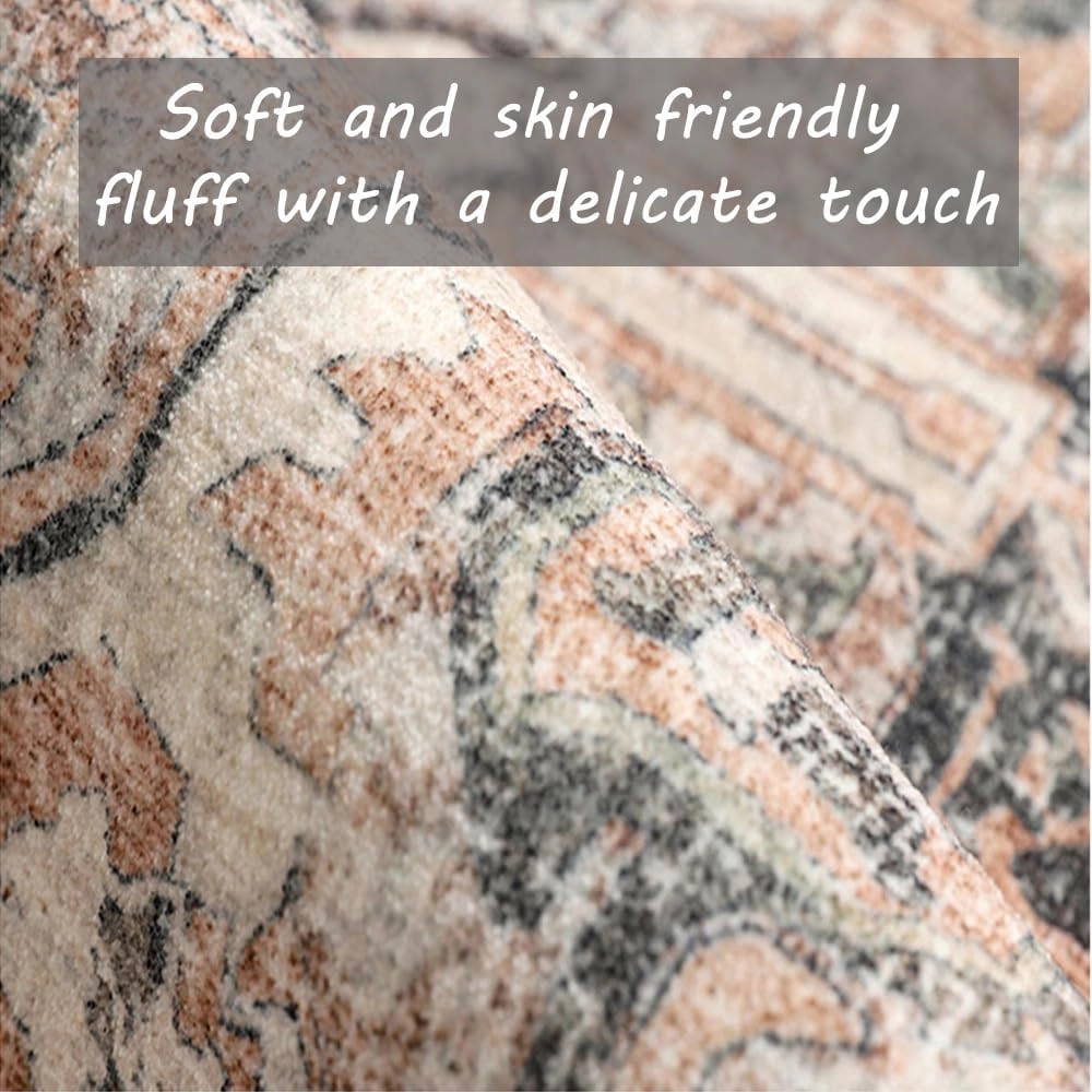 Retro Boho Design Area Rug 4x6 Washable Living Room Indoor Non-Slip Large Persian Oriental Accent Throw Rug for Kitchen Entryway Bathroom Bedroom Office Carpet