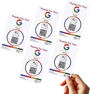 Review Tap Card for Google (5 Cards) – NFC Tap & Smart QR Code for Instant Reviews - Works on All Phones - Reusable Zappy Speed & Pop - Boost Business Reviews by Review Highway - North America Made