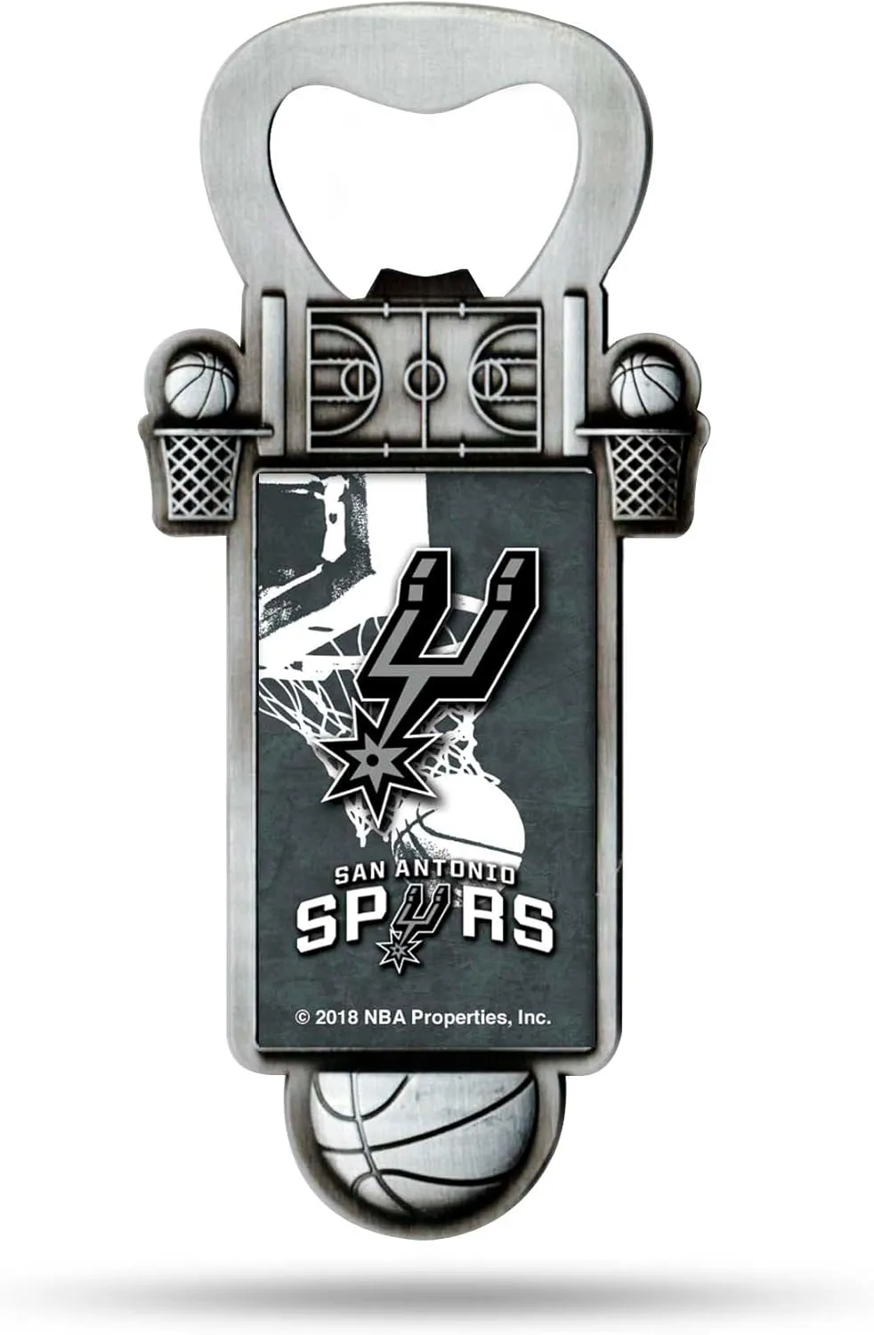 Rico Industries NBA Basketball Magnetic Bottle Opener, Stainless Steel, Strong Magnet to Display on Fridge
