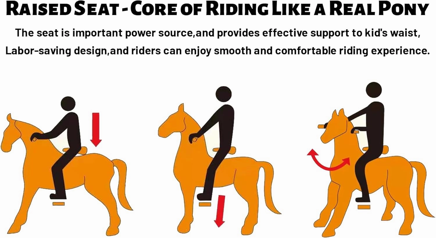 Ride on Horse Toys, Kids Riding Horse Toys Ride on Toys for 6-14 Years Old, Premium Plush Animals Toys Walking Horse with Wheels (Brown, 31.5" L x 13" W x 36.2" H)