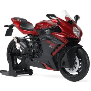 Risopen 1/12 Motorcycle Model Toy for MV Agusta F3 RR Alloy Die-cast Motorcycle Model for Welly No Assembly Required Mini Racing Moto Collection Gift for Adult （Red）