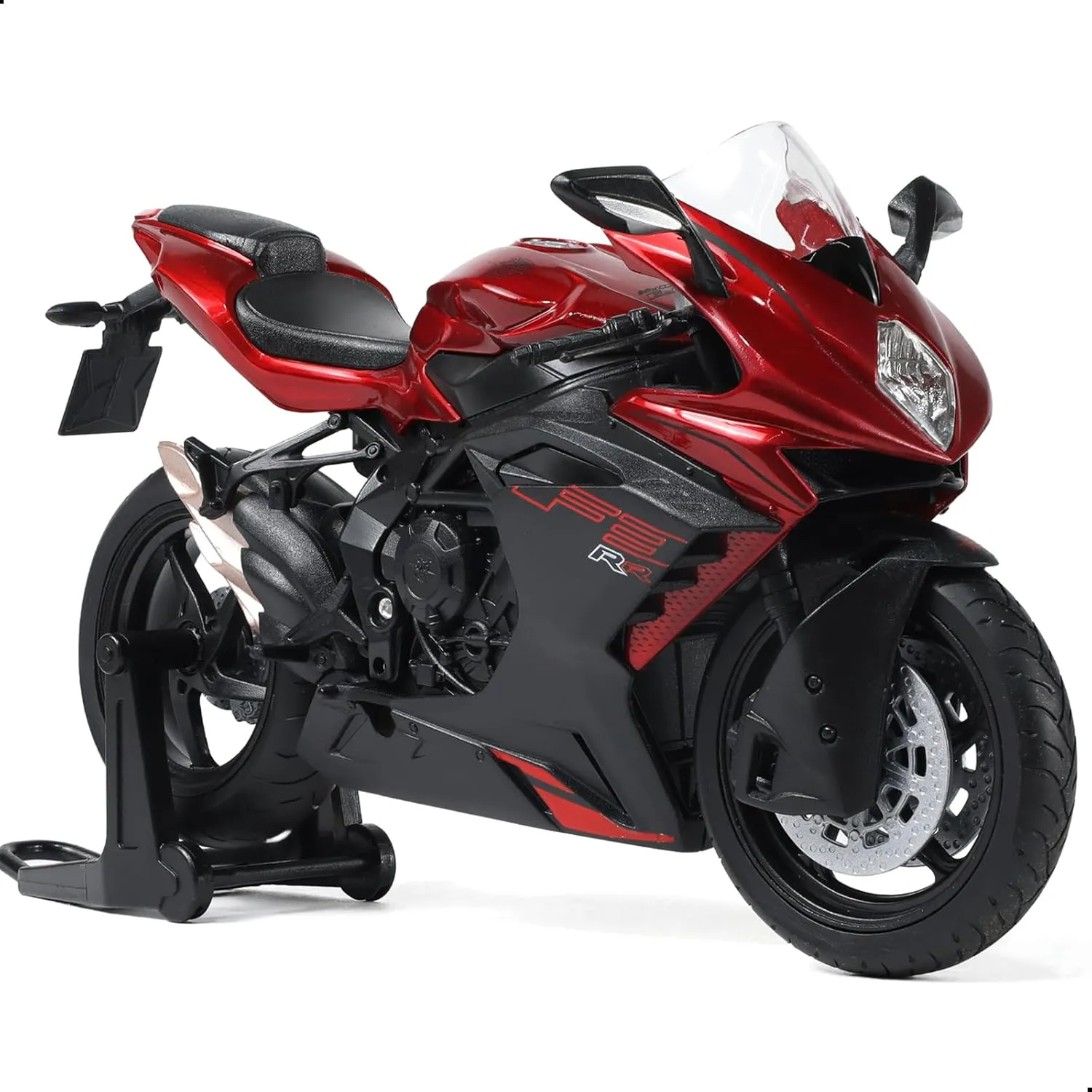 Risopen 1/12 Motorcycle Model Toy for MV Agusta F3 RR Alloy Die-cast Motorcycle Model for Welly No Assembly Required Mini Racing Moto Collection Gift for Adult （Red）