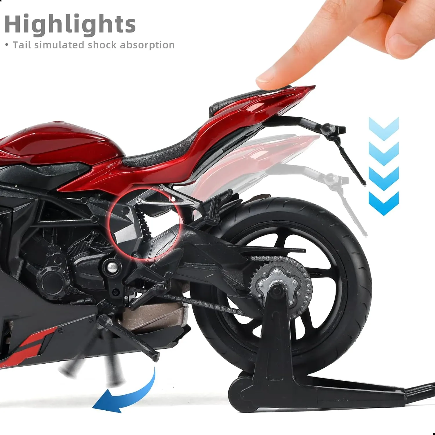 Risopen 1/12 Motorcycle Model Toy for MV Agusta F3 RR Alloy Die-cast Motorcycle Model for Welly No Assembly Required Mini Racing Moto Collection Gift for Adult （Red）