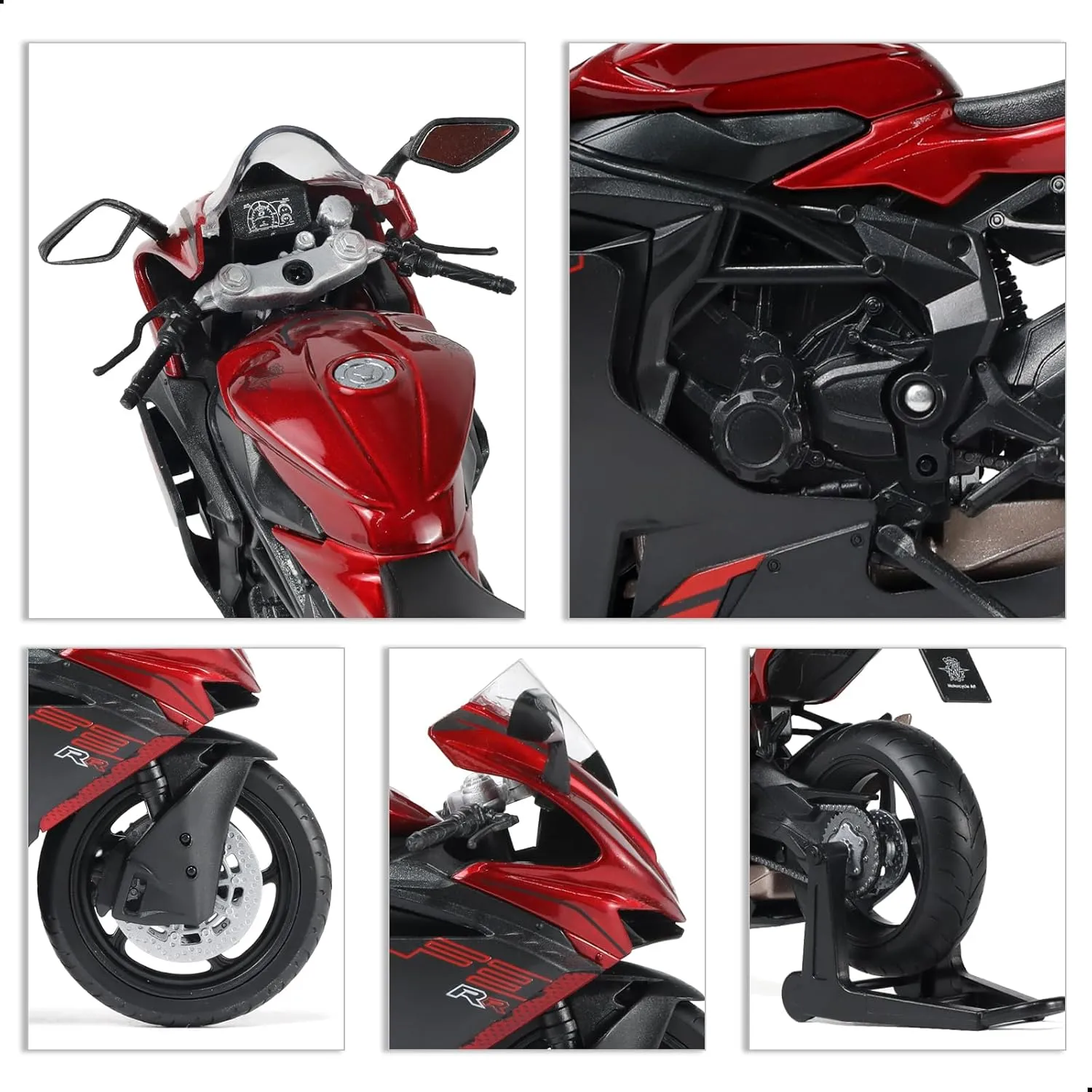 Risopen 1/12 Motorcycle Model Toy for MV Agusta F3 RR Alloy Die-cast Motorcycle Model for Welly No Assembly Required Mini Racing Moto Collection Gift for Adult （Red）