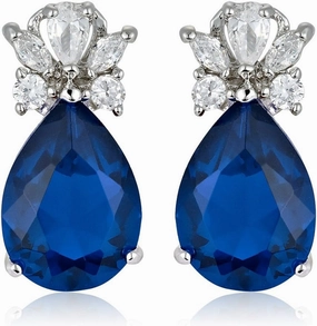 RIZILIA 18K White Gold Sapphire Jewelry Set: Tennis Bracelet & Teardrop Earrings