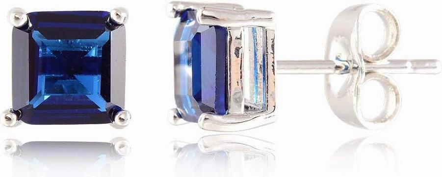 RIZILIA White Gold Plated Jewelry Set - Princess Cut Tennis Bracelet & Stud Earrings
