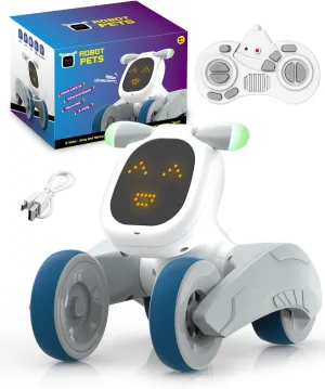 Robot Toys for Boys and Girls Rechargeable, Voice and Remote Control Dog Robots Interactive Talking Pets Smart Partner with Record Demo Program Dancing Music, Toy Gifts for Kids Age 3 and Up