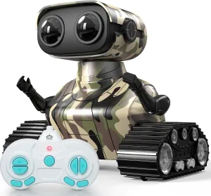 Robot Toys for Boys, Rechargeable Robots for Kids, 2.4GHz RC Remote Control Robots with Flexible Head & Arms,LED Eyes,Dance Moves and Music,Gifts for Children Age 3 4 