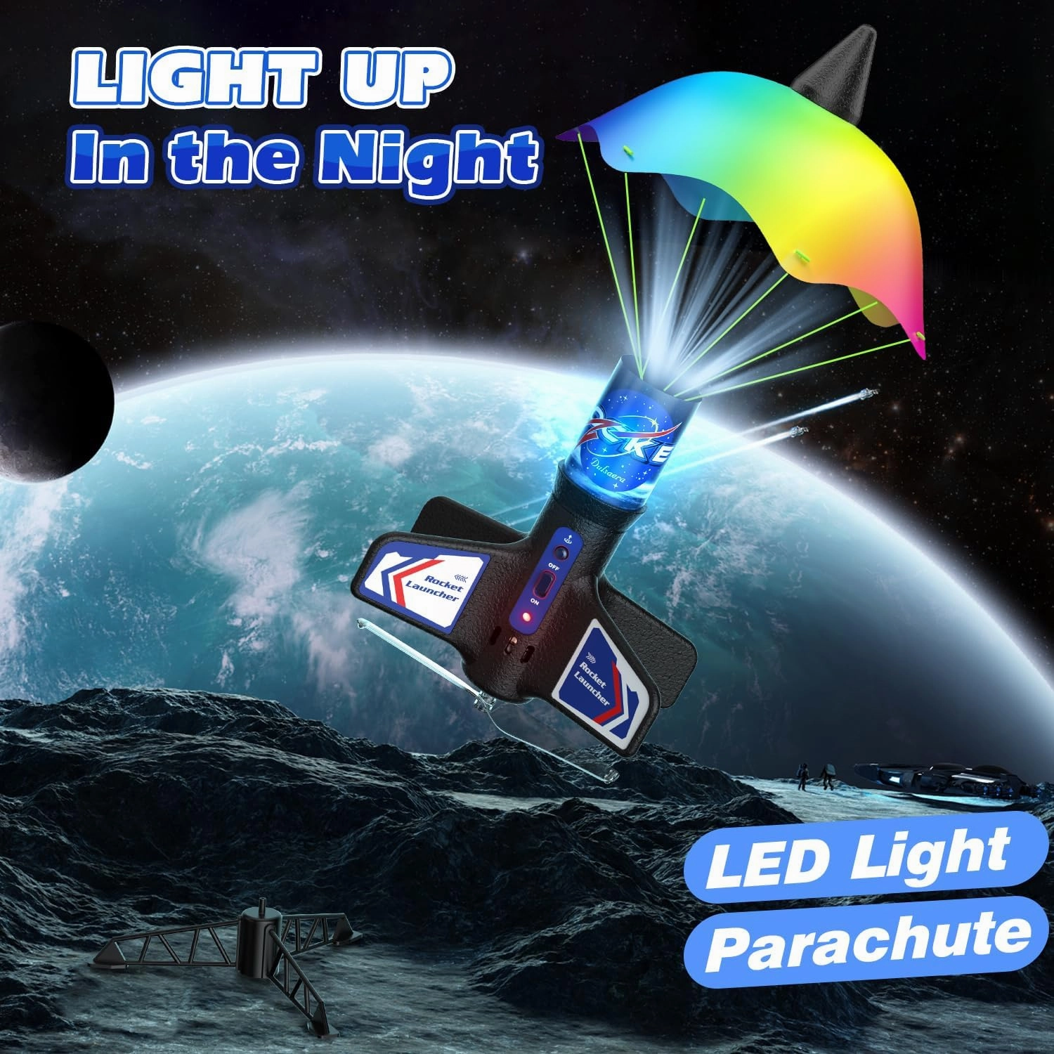 Rocket Launcher for Kids Automatic Launch 200 Feet Air Rocket Toy for Boy 10 Years Old Air Rocket with Safety Parachute and LED Outdoor Rocket Kits Toys Gifts for Kids Age 5 6 7 8 9 10 11 12