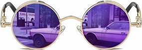 ROCKNIGHT Gothic Steampunk Round Polarized UV400 Protection Sunglasses Unisex Street Outdoor 48mm