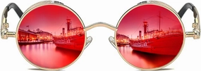 ROCKNIGHT Gothic Steampunk Round Polarized UV400 Protection Sunglasses Unisex Street Outdoor 48mm