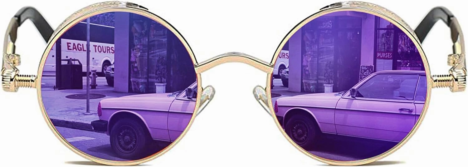 ROCKNIGHT Gothic Steampunk Round Polarized UV400 Protection Sunglasses Unisex Street Outdoor 48mm