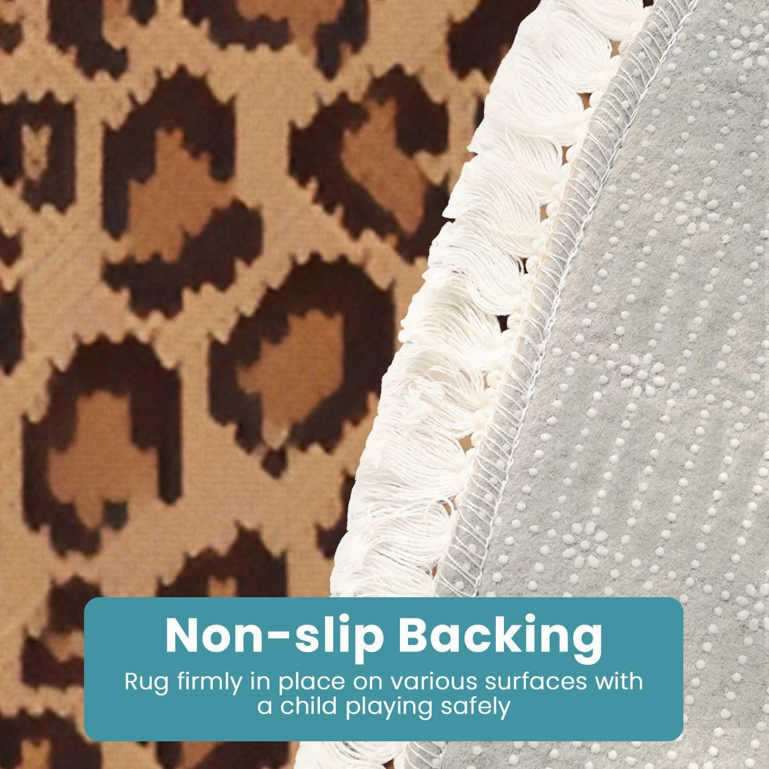 Round Rugs Leopard Jacquard Knitted Seamless Pattern Winter for Knitwear Print Boho Area Rug Linen and Cotton Carpet Meditation Rug Washable Hallway Runner Mat Accent Rugs for Bedroom Nursery 4ft