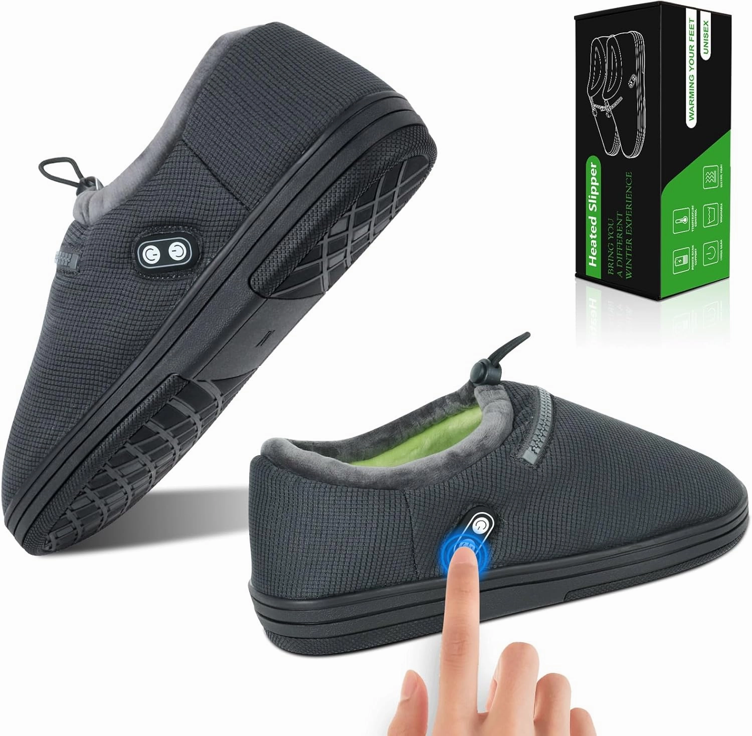 RTDEP Foot Warmer, Electric Foot Warmer with 5000mAh Battery, Heated Slippers Women Men, Heated Foot Warmer with Smart Dual Independent Switch Heated Shoes for Feet Warmers Winter Warm