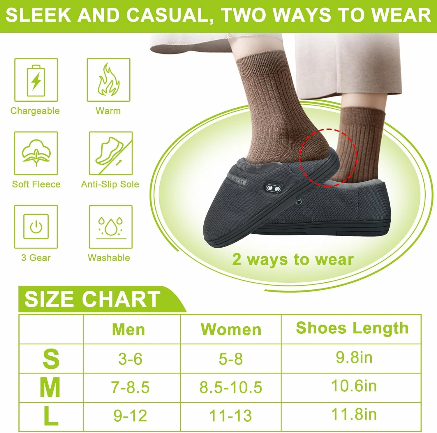 RTDEP Foot Warmer, Electric Foot Warmer with 5000mAh Battery, Heated Slippers Women Men, Heated Foot Warmer with Smart Dual Independent Switch Heated Shoes for Feet Warmers Winter Warm