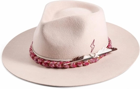 RUEDIGER Wide Brim Fedora Hats for Men Women 100% Wool Felt Panama Rancher Hat with Lightning Logo Distressed/Burned Handmade