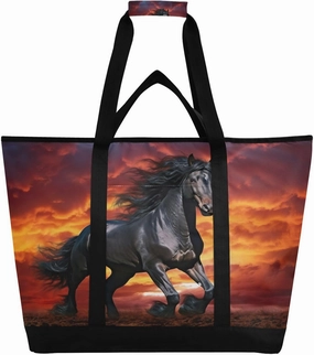 Running Herds of Horses Reusable Insulated Lunchbox Cooler Bag, Leakproof Kitchen Grocery Bag Collapsible Portable Cooler Tote Bag for Picnic, Camping, Office, Travel