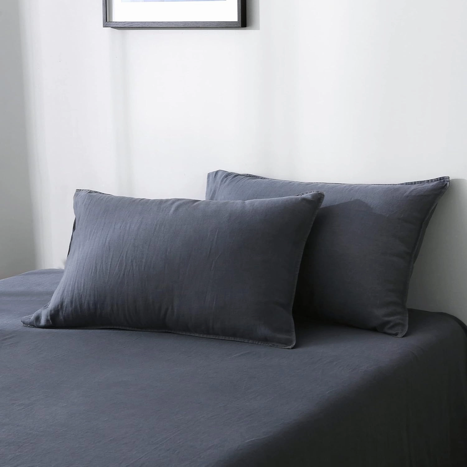 S VICTORY SYMBOL 100% Organic French Linen Sheet Set King Size,Natural Flax Bedding Set,Stone Washed Linen Bed Sheets 4 Pieces Ultra Soft Moisture Wicking(Silver Grey)