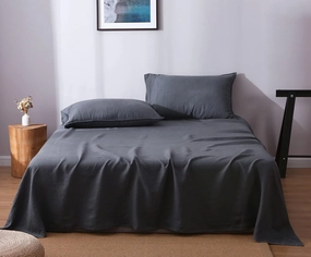 S VICTORY SYMBOL 100% Organic French Linen Sheet Set King Size,Natural Flax Bedding Set,Stone Washed Linen Bed Sheets 4 Pieces Ultra Soft Moisture Wicking(Silver Grey)