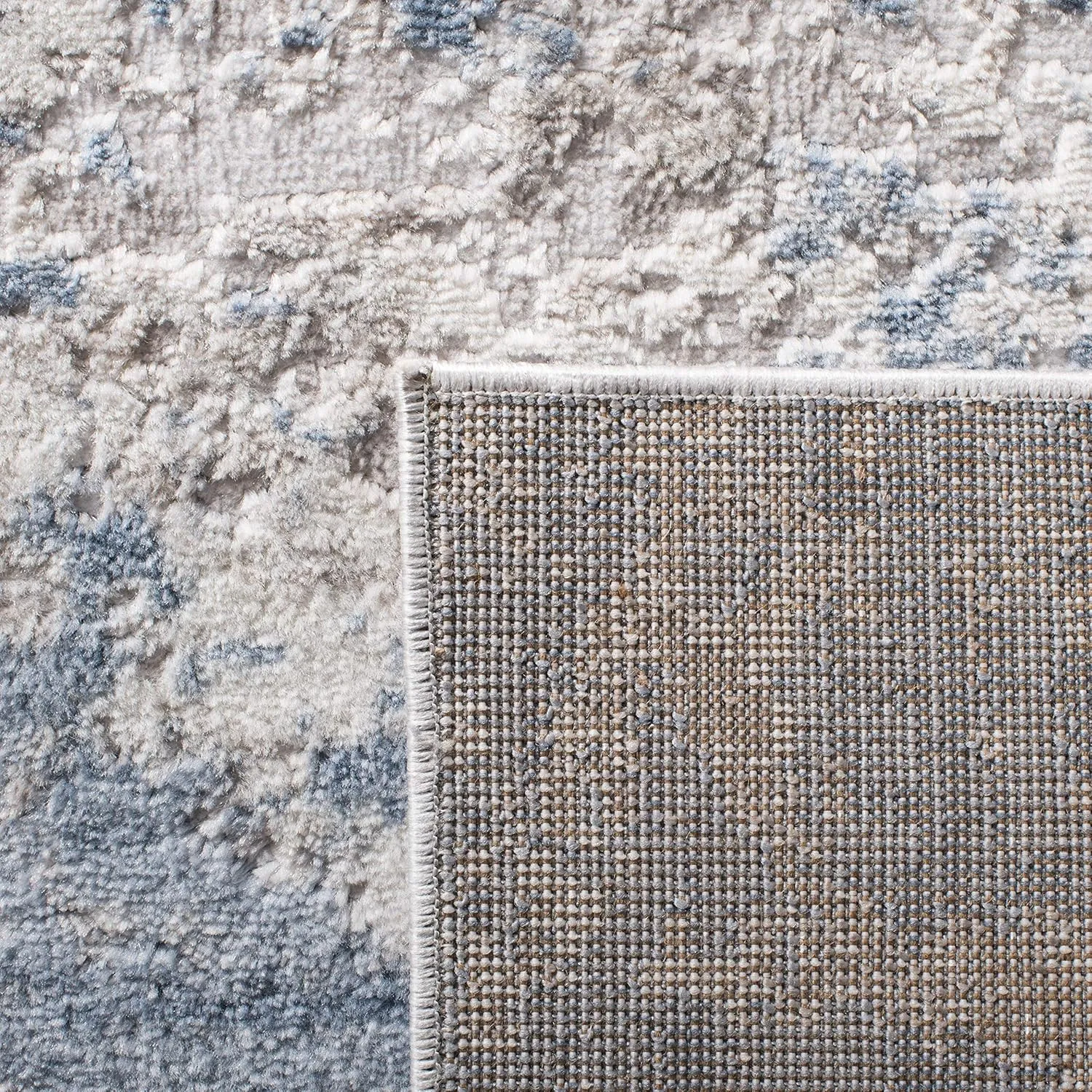 SAFAVIEH Amelia Collection Area Rug - 9' Square, Grey & Blue, Modern Abstract Design, Non-Shedding & Easy Care, Ideal for High Traffic Areas in Living Room, Bedroom (ALA705F)