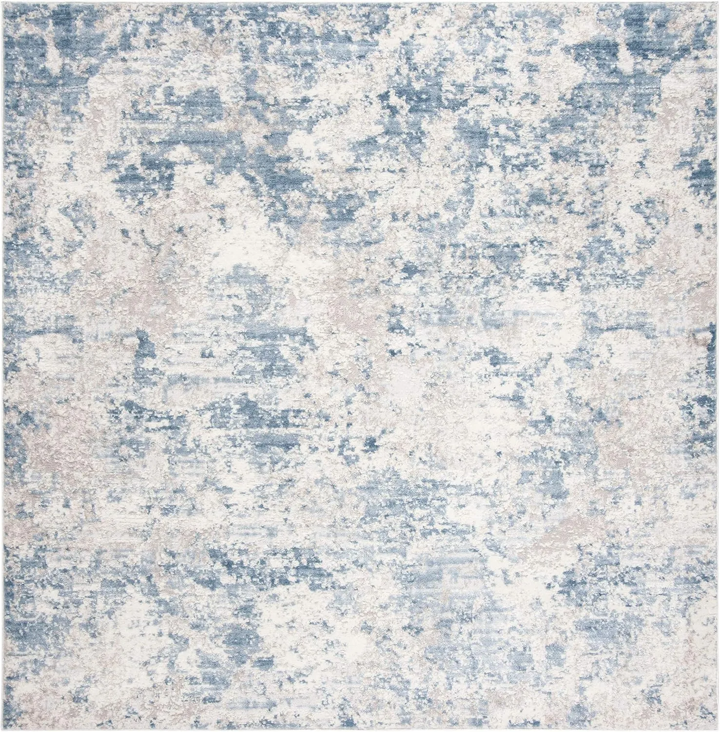 SAFAVIEH Amelia Collection Area Rug - 9' Square, Grey & Blue, Modern Abstract Design, Non-Shedding & Easy Care, Ideal for High Traffic Areas in Living Room, Bedroom (ALA705F)