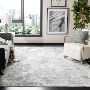 SAFAVIEH Amelia Collection Area Rug - 9' Square, Grey & Blue, Modern Abstract Design, Non-Shedding & Easy Care, Ideal for High Traffic Areas in Living Room, Bedroom (ALA705F)