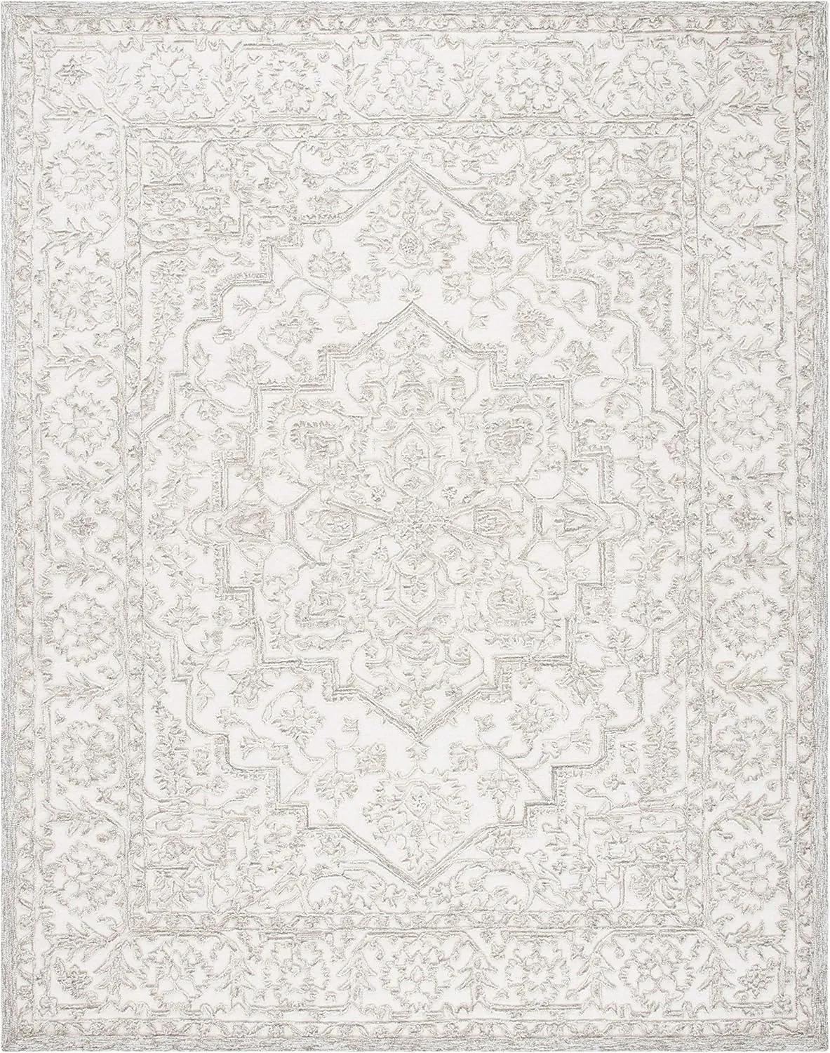 SAFAVIEH Area Rug 8x10 - Trace Collection - Large - Ivory & Natural, Handmade Wool, Ideal for Living Room, Bedroom, Office, Dining Space (TRC302A)