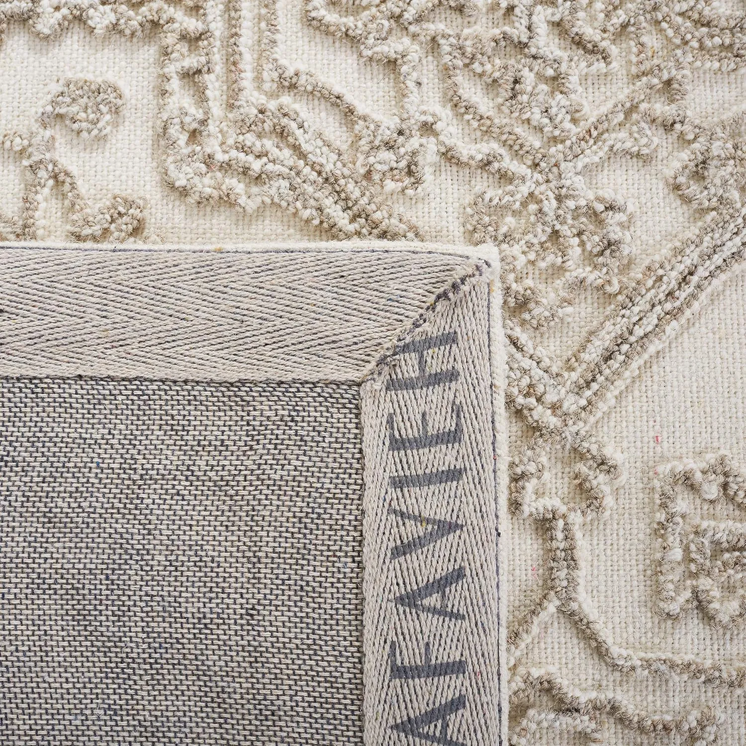 SAFAVIEH Area Rug 8x10 - Trace Collection - Large - Ivory & Natural, Handmade Wool, Ideal for Living Room, Bedroom, Office, Dining Space (TRC302A)