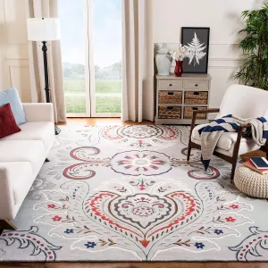 SAFAVIEH Bella Collection Area Rug - 9' x 12', Grey & Red, Handmade Boho Wool, Ideal for High Traffic Areas in Living Room, Bedroom (BEL118F)
